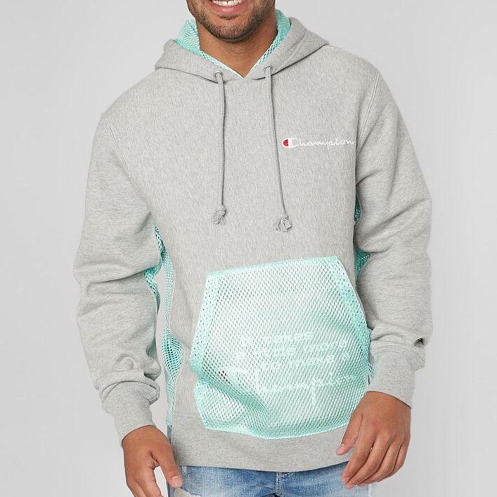 Champion Reverse Weave Shift Sweatshirt Gray Mesh Size M